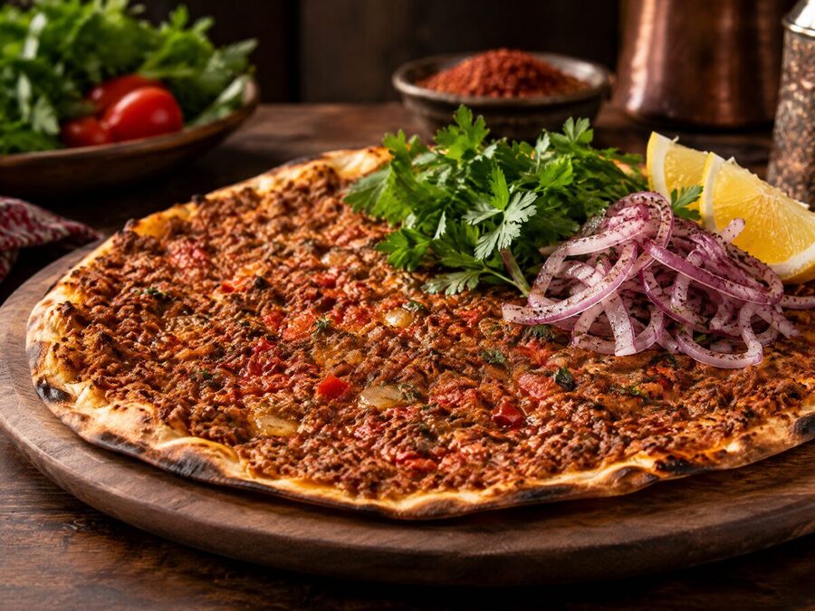 Pizza turca (lahmacun) recién hecha